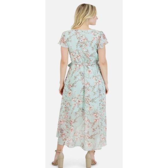 NWOT JULIA JORDAN Asymmetrical Puff Sleeve Maxi Dress Size 14 - Picture 2 of 9